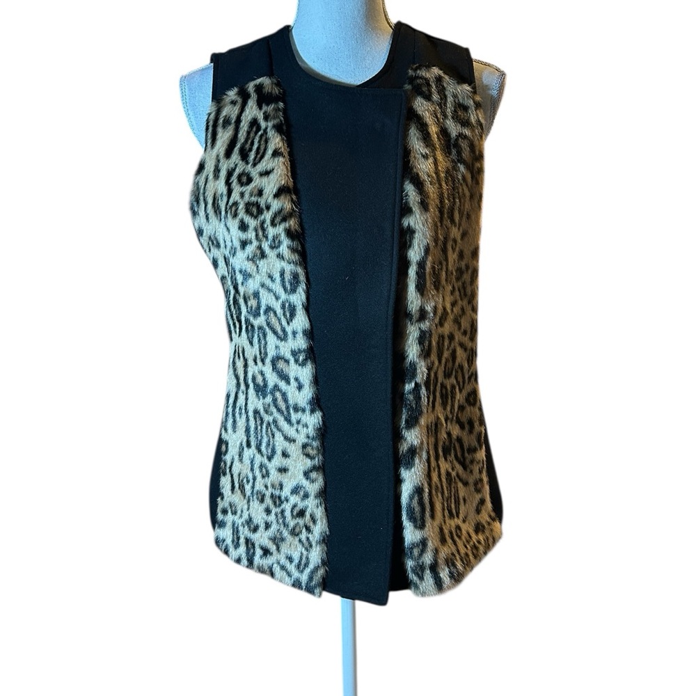 Chicos Animal Pieced Faux Fur Vest 🆕